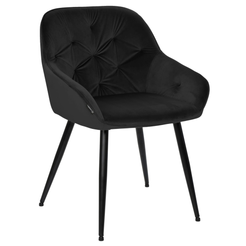 Przejdź do produktu Krzesło tapicerowane pikowane LOREN velvet czarne G-77