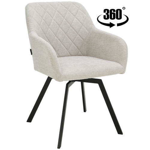 Przejdź do produktu Krzesło tapicerowane obrotowe pikowane PANKO tkanina beżowe 920-01