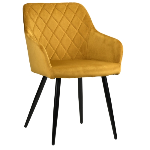 Przejdź do produktu Krzesło tapicerowane pikowane z podłokietnikami MILTON velvet curry G-86