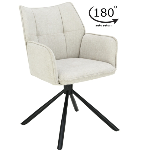 Przejdź do produktu Krzesło tapicerowane obrotowe z podłokietnikami EDEN tkanina beżowe 920-01