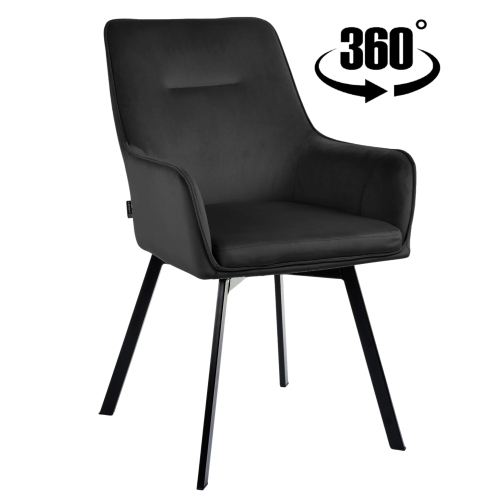 Przejdź do produktu Krzesło tapicerowane obrotowe z podłokietnikami SWEN velvet czarne G-77