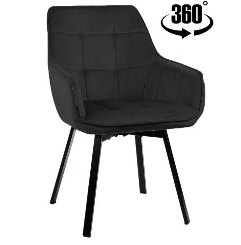 Przejdź do produktu Krzesło tapicerowane obrotowe z podłokietnikami TOGO velvet czarne G-77
