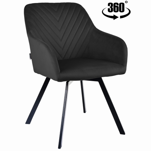 Przejdź do produktu Krzesło tapicerowane obrotowe z podłokietnikami PANKO 2 velvet czarne G-77