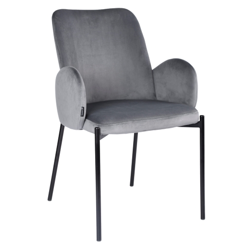 Przejdź do produktu Krzesło tapicerowane z podłokietnikami GUSTO velvet szare G-12