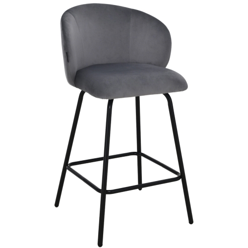 Przejdź do produktu Hoker krzesło barowe z podnóżkiem NEMI velvet szare G-12