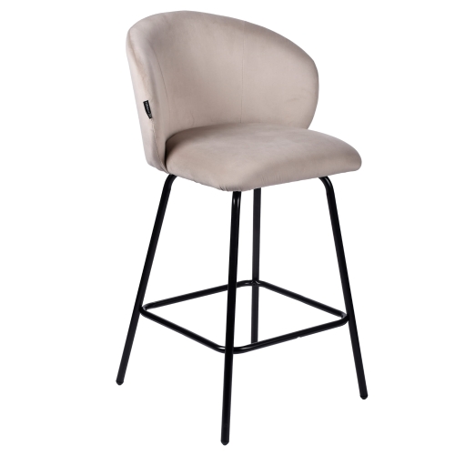 Przejdź do produktu Hoker krzesło barowe z podnóżkiem NEMI velvet beżowe G-09
