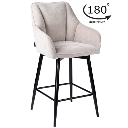 Przejdź do produktu Hoker krzesło barowe obrotowe z podłokietnikami ELMO tkanina jasny beż M-31