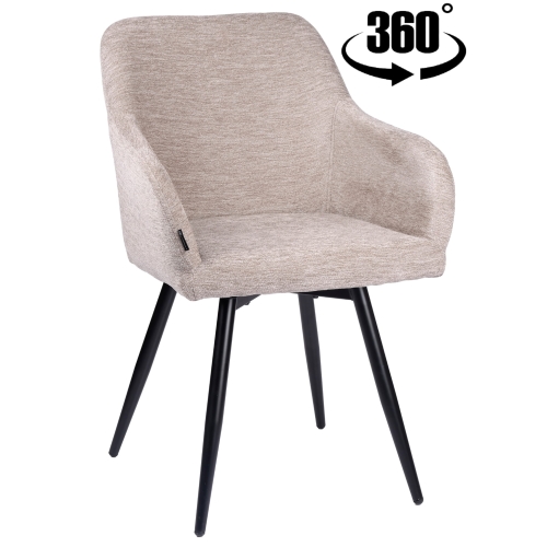 Przejdź do produktu Krzesło tapicerowane obrotowe z podłokietnikami ESMO tkanina beżowe C-410