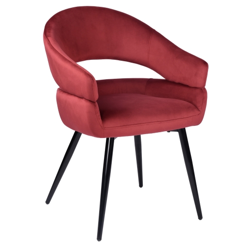 Przejdź do produktu Krzesło tapicerowane z podłokietnikami OVIO velvet bordowe G-102