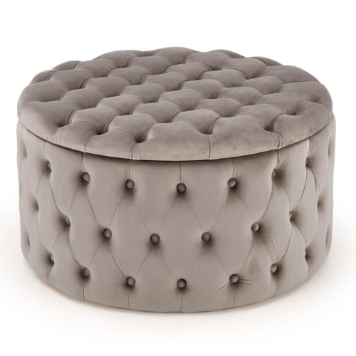 Przejdź do produktu Pufa ze schowkiem NUNEZ welur beżowy