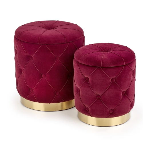 Przejdź do produktu Zestaw 2 puf POLLY bordowy