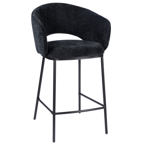 Przejdź do produktu Hoker krzesło barowe z podnóżkiem LUMOR tkanina czarny 2503-20A