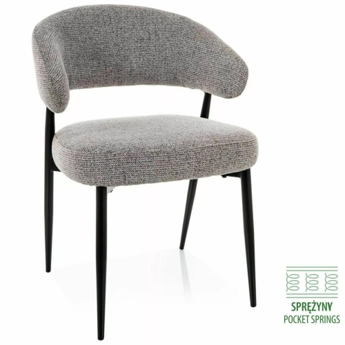 Przejdź do produktu Krzesło tapicerowane z podłokietnikami LUCIO tkanina szare 09