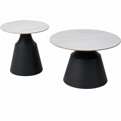 Przejdź do produktu Zestaw stolików kawowych okrągłych PORTO białe