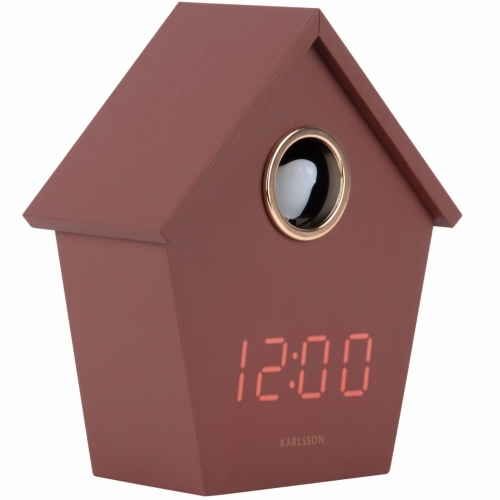 Przejdź do produktu Zegar stołowy cyfrowy alarm z ptaszkiem RIQUEZA CUCKOO LED bordowy