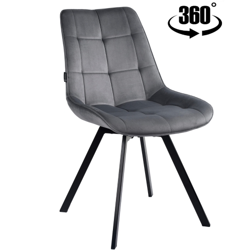 Przejdź do produktu Krzesło tapicerowane obrotowe LAPO velvet szare G-12