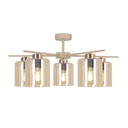 Przejdź do produktu Lampa sufitowa VANES 5 beżowa, klosz bursztynowy K-5812