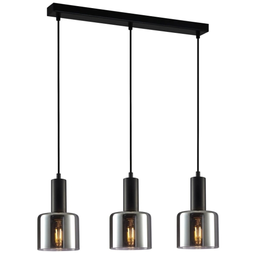 Przejdź do produktu Lampa sufitowa wisząca SANTIA 3-punktowa czarna dymione klosze