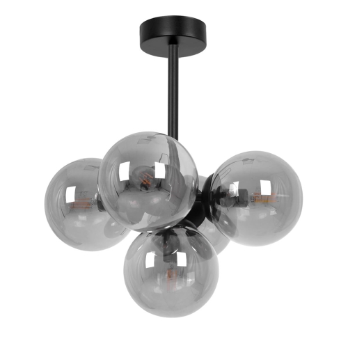 Przejdź do produktu Lampa wisząca MEGAN 5 czarna, klosze dymione