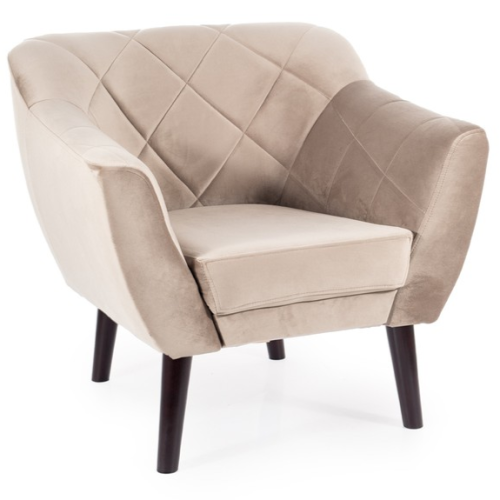 Przejdź do produktu Fotel tapicerowany KARO 1 velvet ciemny beż wenge
