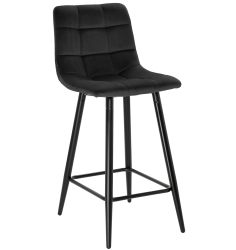 Hoker krzesło barowe z podnóżkiem TORE 65cm velvet czarne G-77