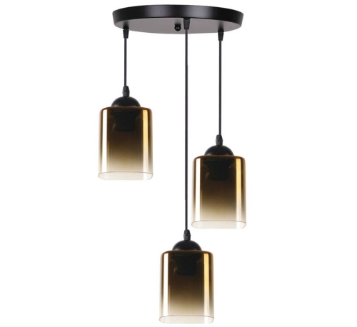 Przejdź do produktu Lampa wisząca na kole SERENA 3 czarna, złote klosze