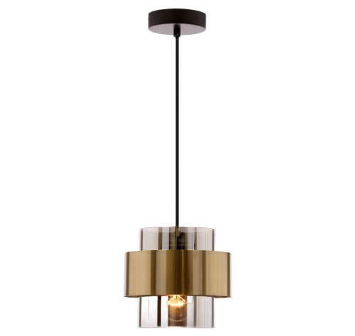 Przejdź do produktu Lampa wisząca do salonu szklana czarna, klosz dymiony E27 do jadalni SPIEGA