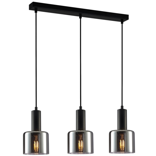 Przejdź do produktu Lampa sufitowa wisząca SANTIA 3-punktowa czarna dymione klosze