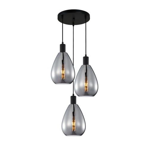 Przejdź do produktu Lampa sufitowa wisząca ZULO 3 na kole dymione klosze