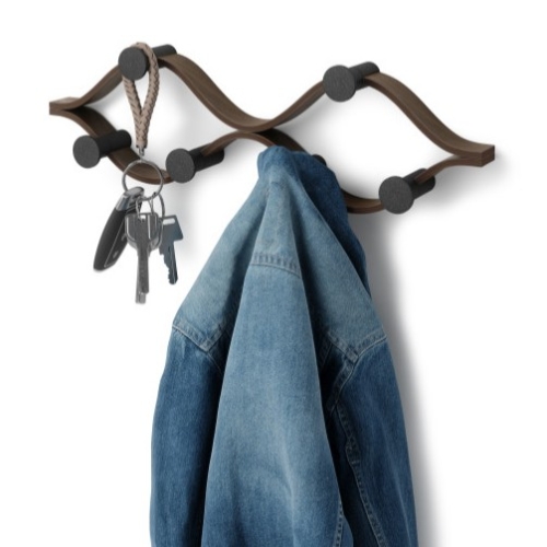 Przejdź do produktu Wieszak ścienny drewniany MONTAGE 6 orzechowy