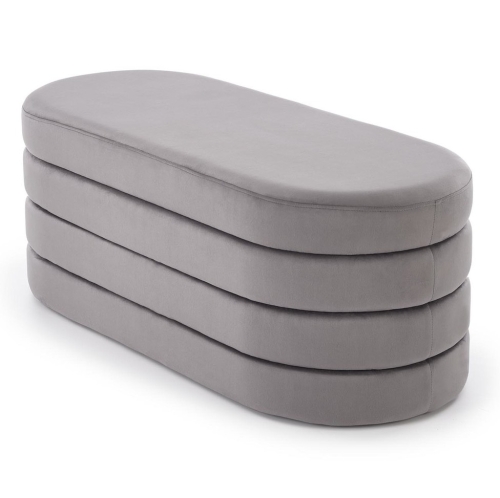 Przejdź do produktu Ławka tapicerowana z pojemnikiem CALPI welurowa szara