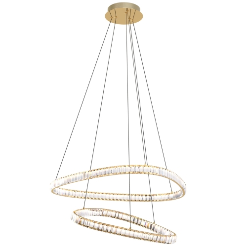 Przejdź do produktu Lampa sufitowa wisząca podwójna LED ATHESA kryształowa złota