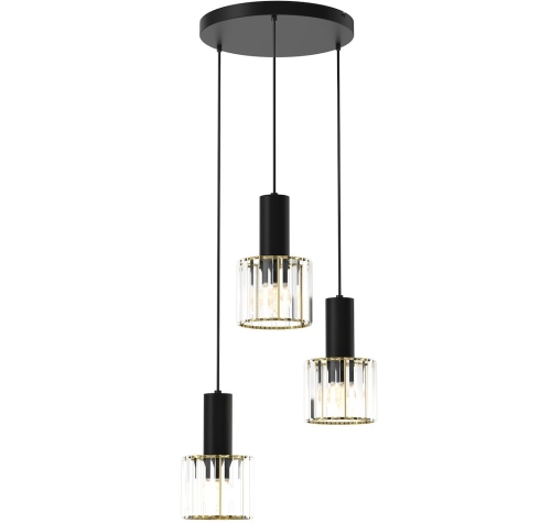 Przejdź do produktu Lampa wisząca CRISTAL 3 czarna, szklane klosze