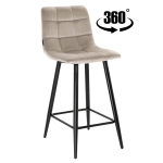 Hoker krzesło barowe obrotowe z podnóżkiem TORE-S 65cm velvet beżowe G-09