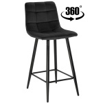 Hoker krzesło barowe obrotowe z podnóżkiem TORE-S 65cm velvet czarne G-77