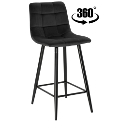 Hoker krzesło barowe obrotowe z podnóżkiem TORE-S 65cm velvet czarne G-77