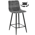 Hoker krzesło barowe obrotowe z podnóżkiem TORE-S 65cm velvet szare G-12
