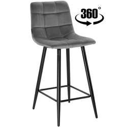 Hoker krzesło barowe obrotowe z podnóżkiem TORE-S 65cm velvet szare G-12