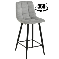 Hoker krzesło barowe obrotowe z podnóżkiem TORE-S 65cm tkanina szare 920-10