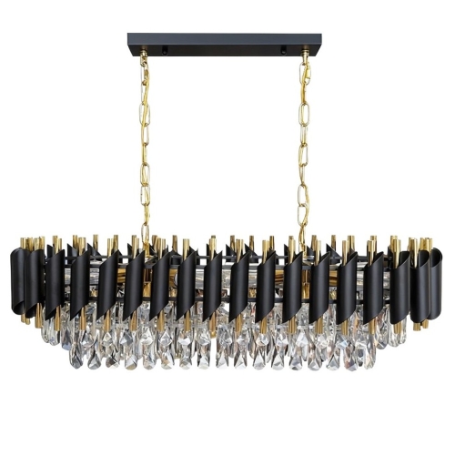 Przejdź do produktu Lampa sufitowa, wisząca CRISTAL 10xE14 czarna, złota