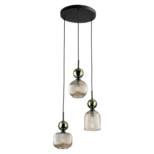 Przejdź do produktu Lampa wisząca na kole SOPHIA 3 COGNAC zielona