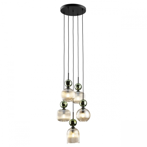 Przejdź do produktu Lampa sufitowa, wisząca SOPHIA 5 COGNAC zielona