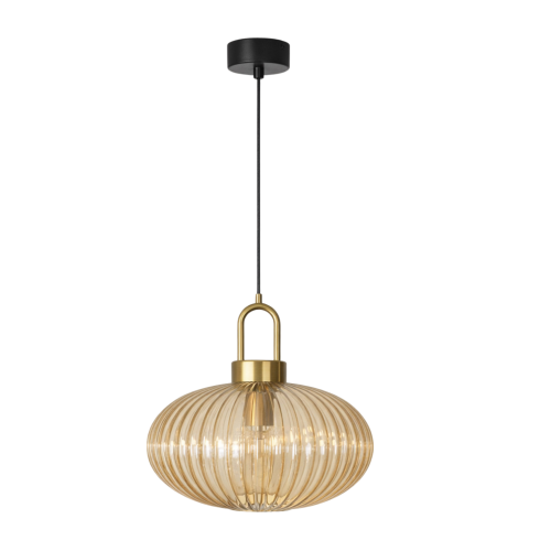 Przejdź do produktu Lampa wisząca K-5855 AKARI złota, bursztynowy klosz