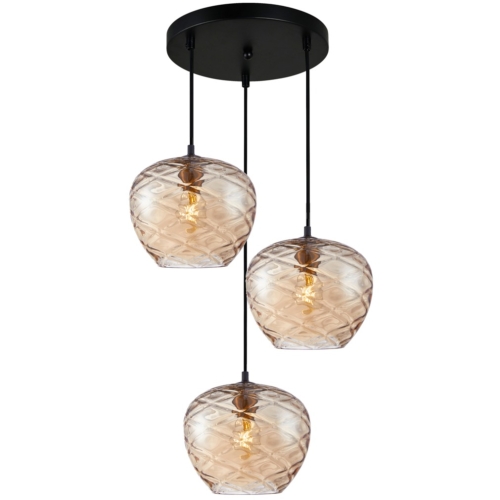Przejdź do produktu Lampa sufitowa wisząca BRESCO 3-punktowa bursztynowa
