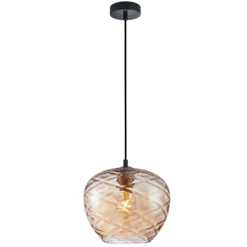 Przejdź do produktu Lampa sufitowa wisząca BRESCO szklana bursztynowa