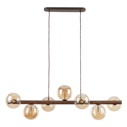 Przejdź do produktu Lampa wisząca ESTERA WOOD 7 drewniana, szklane klosze