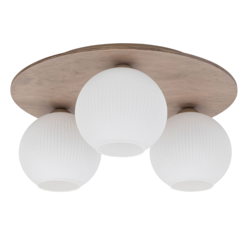 Przejdź do produktu Lampa sufitowa VIRLO 3 drewniana, szklane klosze