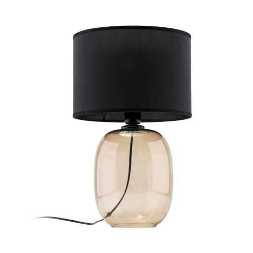 Przejdź do produktu Lampa stołowa MELODY z czarnym abażurem, podstawa szklana bursztynowa
