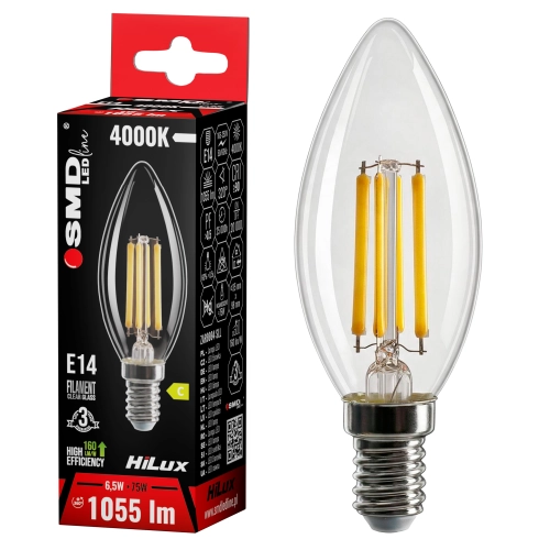 Przejdź do produktu ŻARÓWKA E14 ledowa 4000K naturalna barwa  6,5W C35 ŚWIECZKA