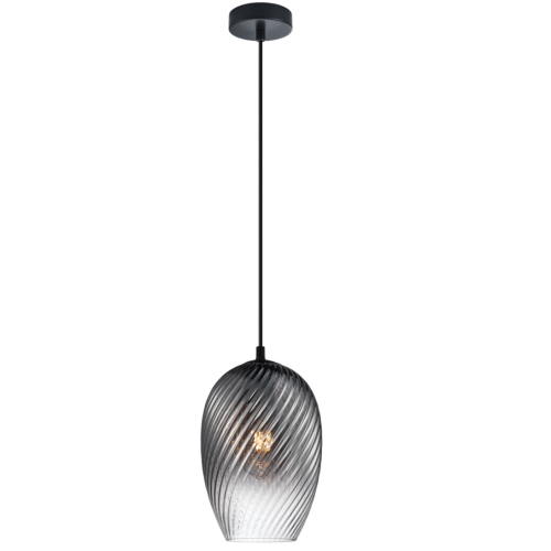 Przejdź do produktu Lampa wisząca ALIAS metalowa z dymionym szklanym kloszem